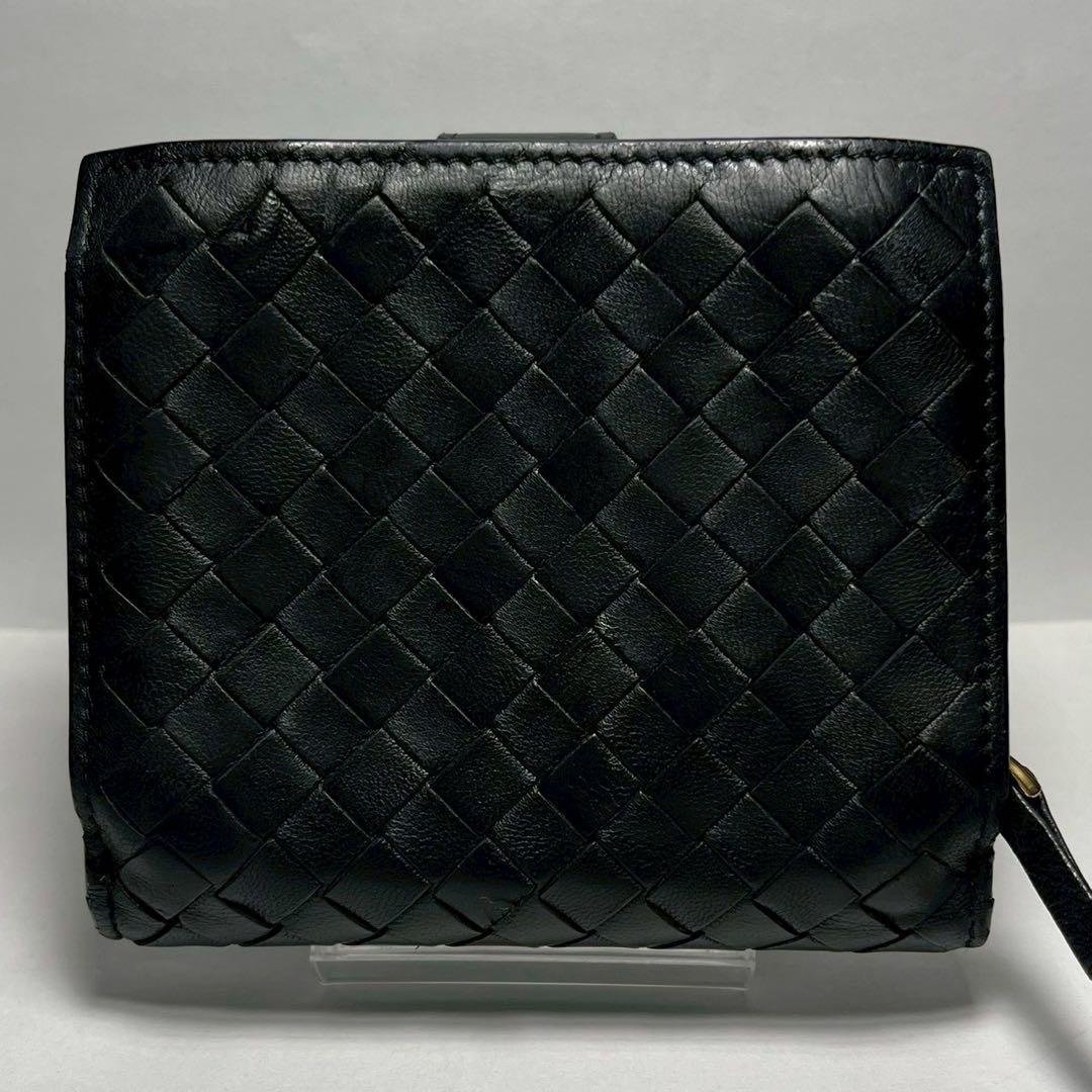 ボッテガヴェネタ 二つ折り財布 イントレチャート ラウンドファスナー ブラック