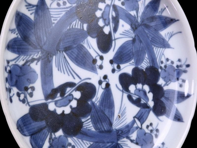 古伊万里　染付　松竹梅の図　７寸皿　A958AS-DBa