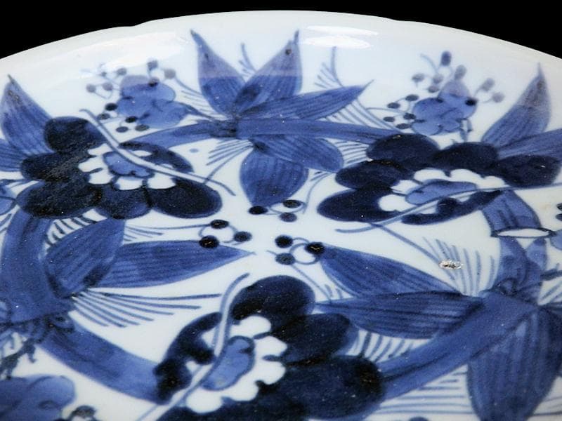 古伊万里　染付　松竹梅の図　７寸皿　A958AS-DBa