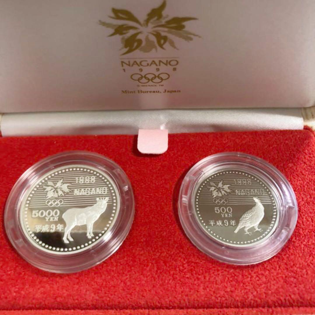 1998 平成10年 長野冬季オリンピックの記念硬貨　5000円　500円