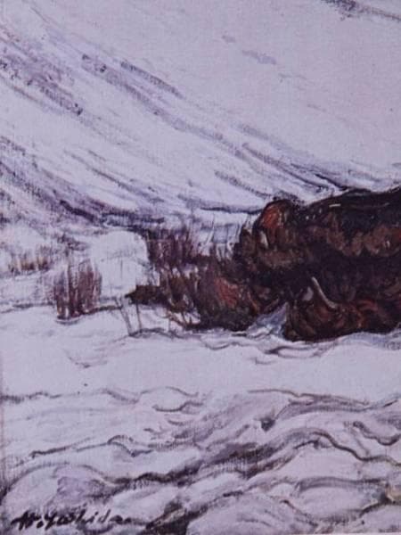 吉田博、【白馬鎗】、限定希少画版・大判コロタイプ、信州名画、新品高級額装付