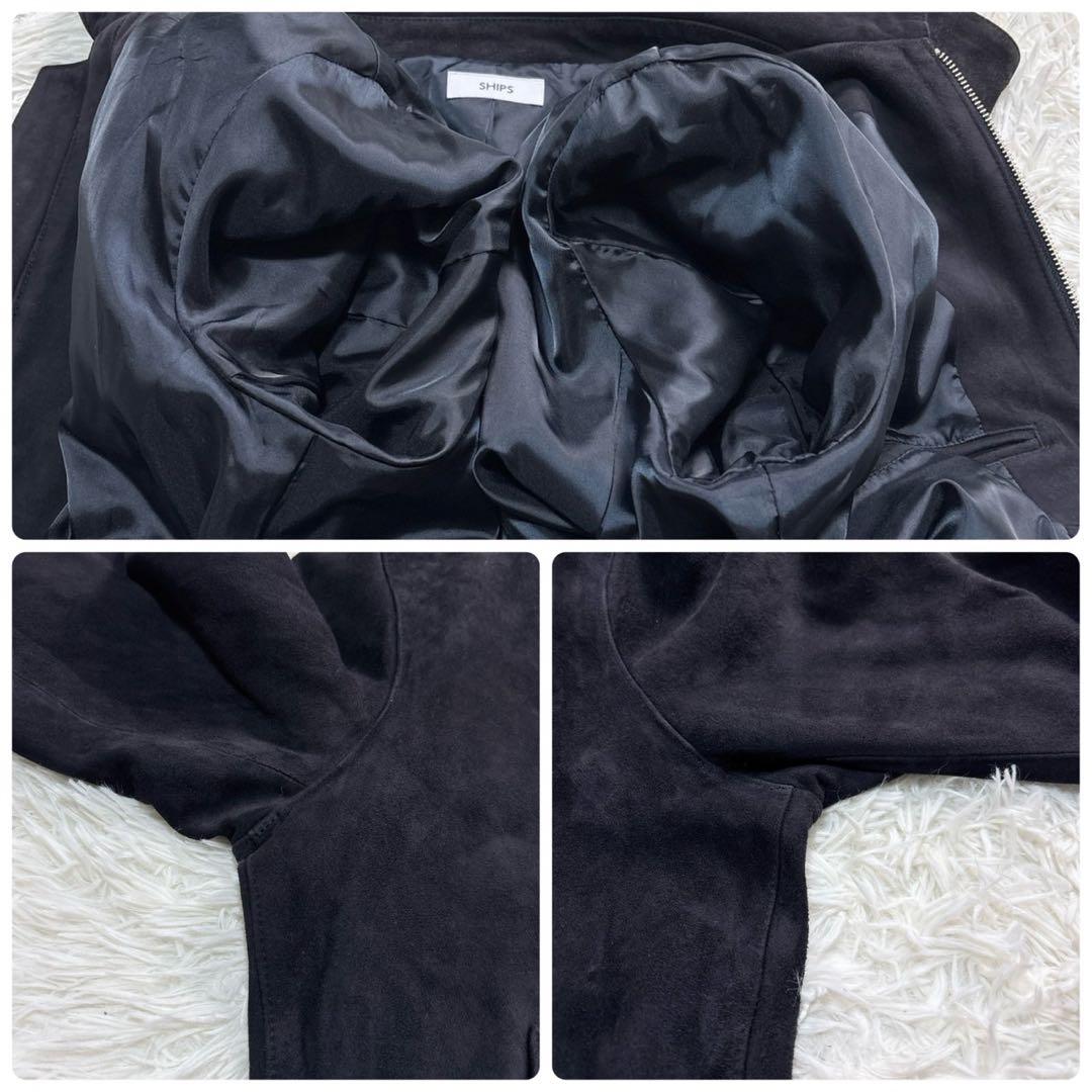 美品 シップス レザージャケット 近年モデル ダブルジップ ヤギ革 スウェード