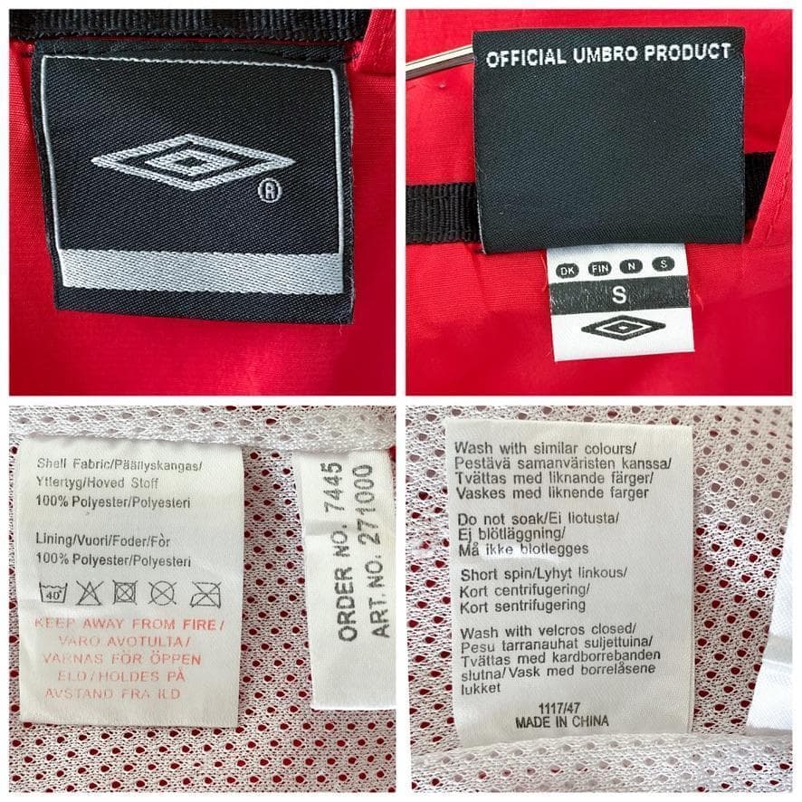 海外古着 アンブロ ブランドロゴ ジップアップ ジャケット ブルゾン 赤