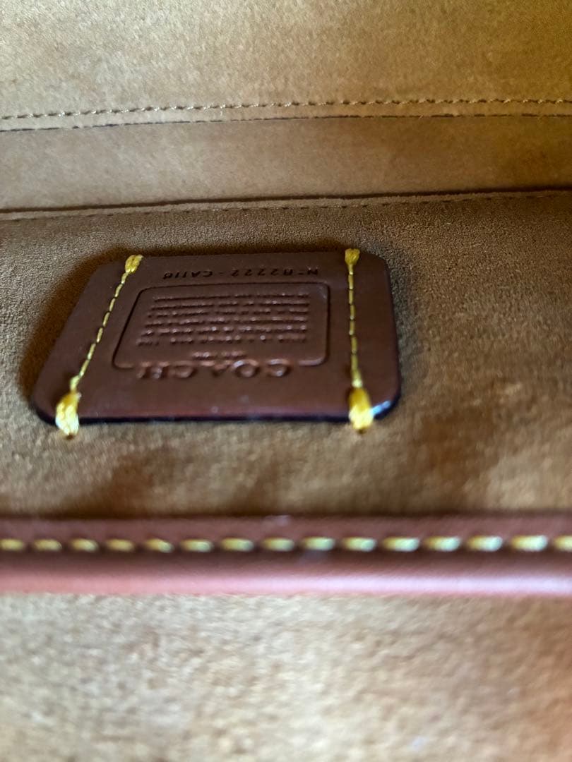 COACH オレンジ レザー ボストンハンドバッグ