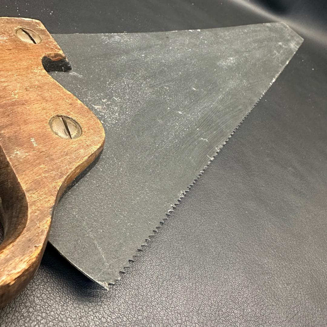 ♡Nc左1007 アンティーク 装飾用ノコギリ 風景画 木製 ヴィンテージ