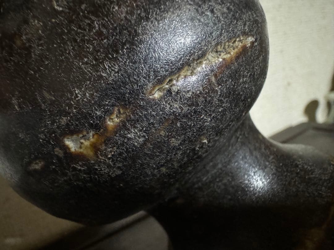 中国骨董　漢ー唐　黒釉褐釉　耳付瓶仏前供養瓶　時代物　唐物　古美術(N-3)