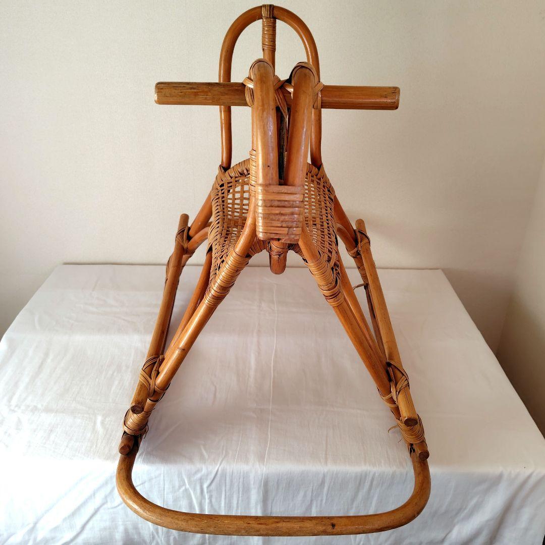 ラタン ロッキングホース 木製 ヴィンテージ レトロ 揺り木馬 おもちゃ 日本製