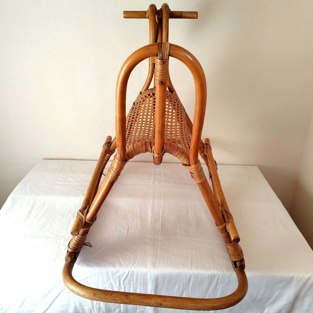 ラタン ロッキングホース 木製 ヴィンテージ レトロ 揺り木馬 おもちゃ 日本製