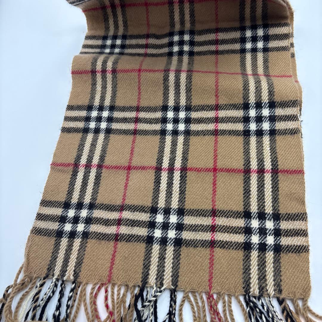 美品バーバリーウールマフラー