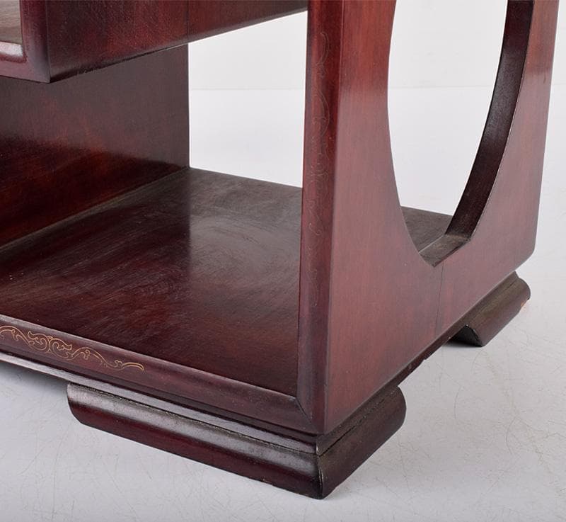 中国　唐木紅木製　銀線象嵌　茶棚　飾り棚　違い棚　D　3745B