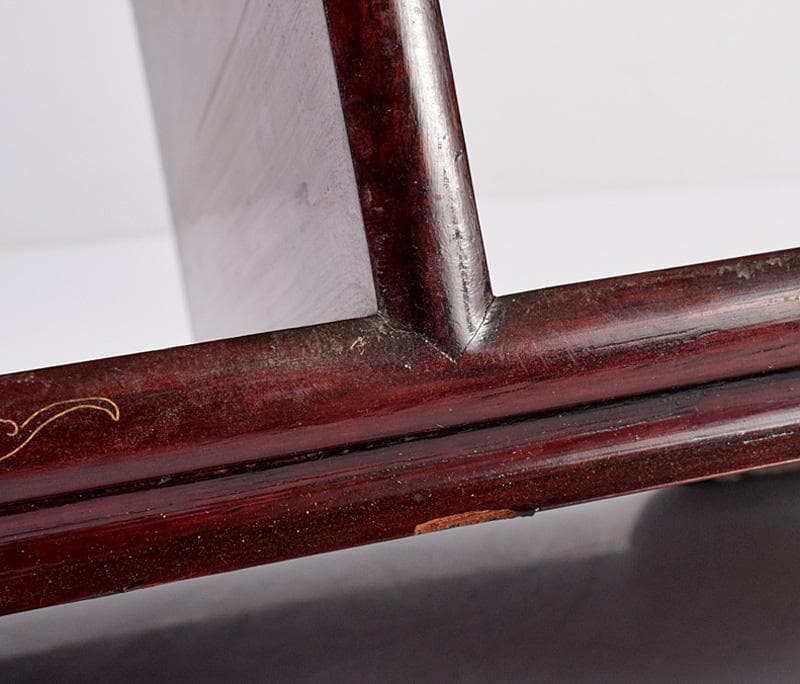 中国　唐木紅木製　銀線象嵌　茶棚　飾り棚　違い棚　D　3745B