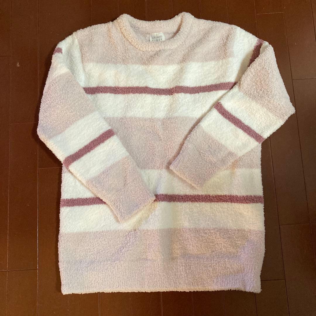 1回着用　ジェラピケ　パウダーボーダー　プルオーバー＆ロングパンツ　ピンク