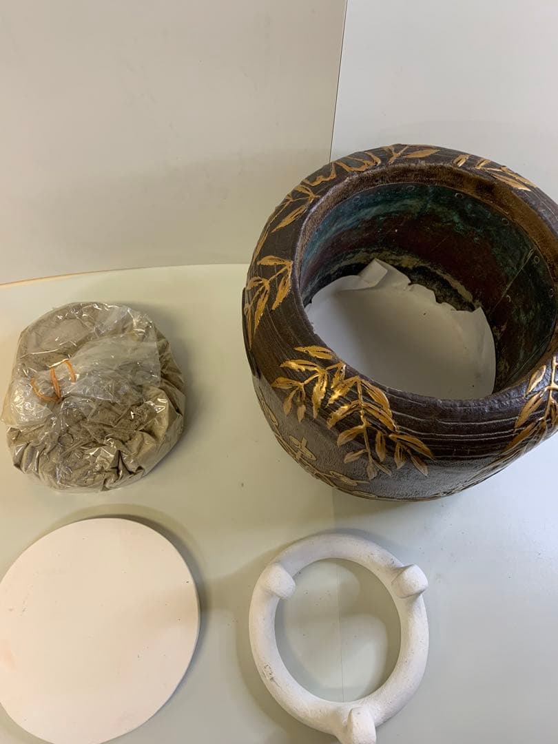 明治時代 伝統工芸品 菊花鳥蒔絵 螺鈿  時代物 古い火鉢