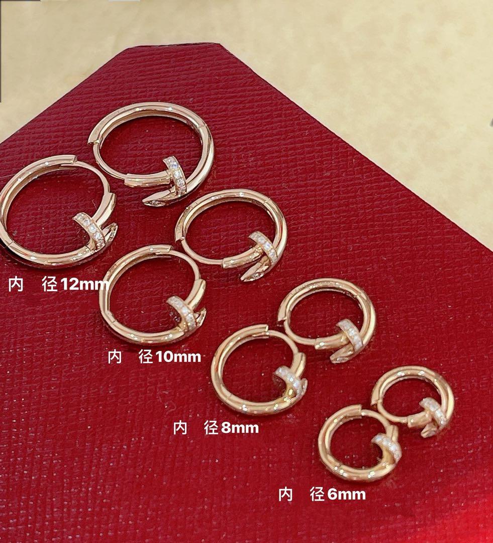 K18WG YG PG 両端ダイヤ入り 釘モチーフピアス 18金