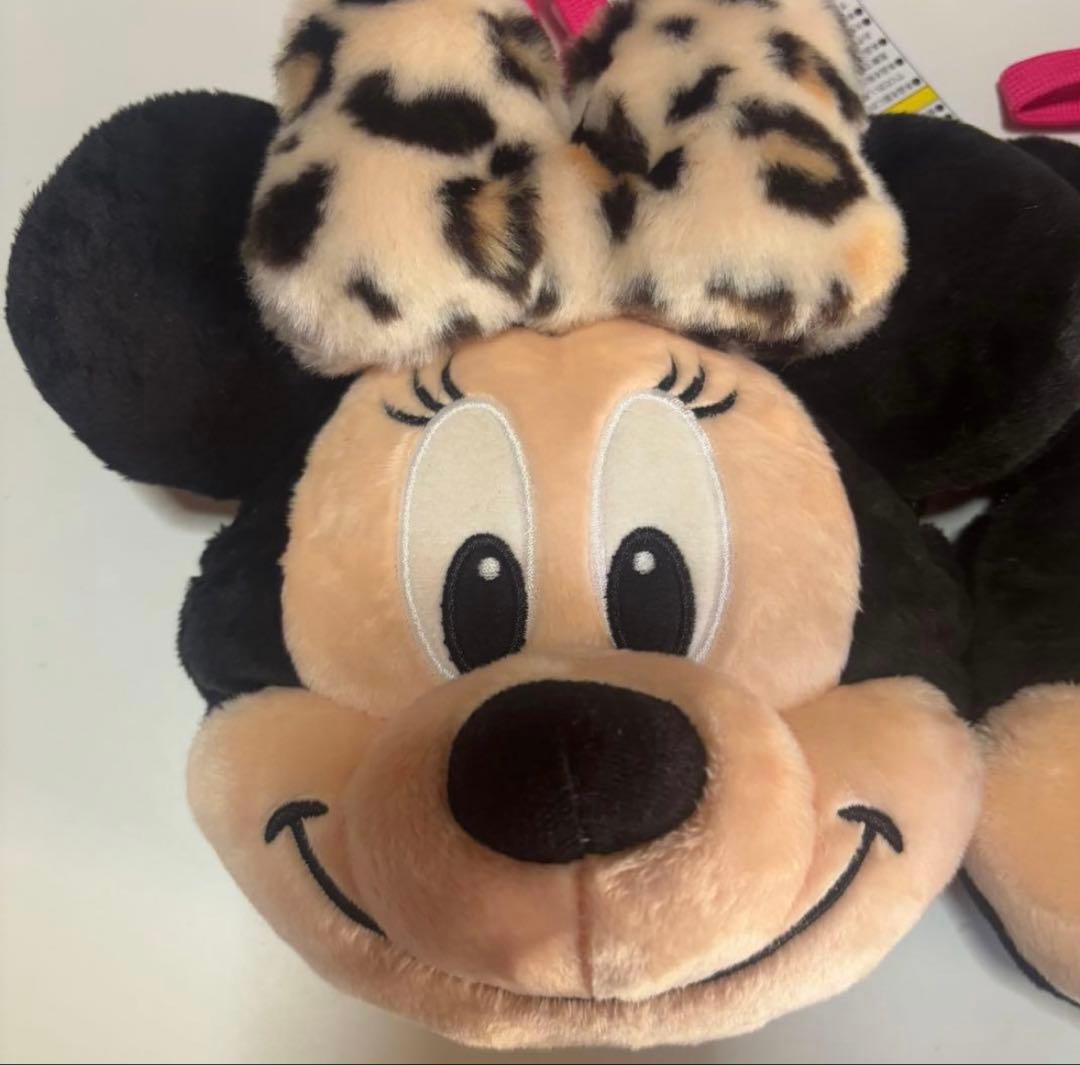 【ヒョウ柄】りぼん　ピンク紐　ショルダーバッグ　ミニーちゃん　フェイス