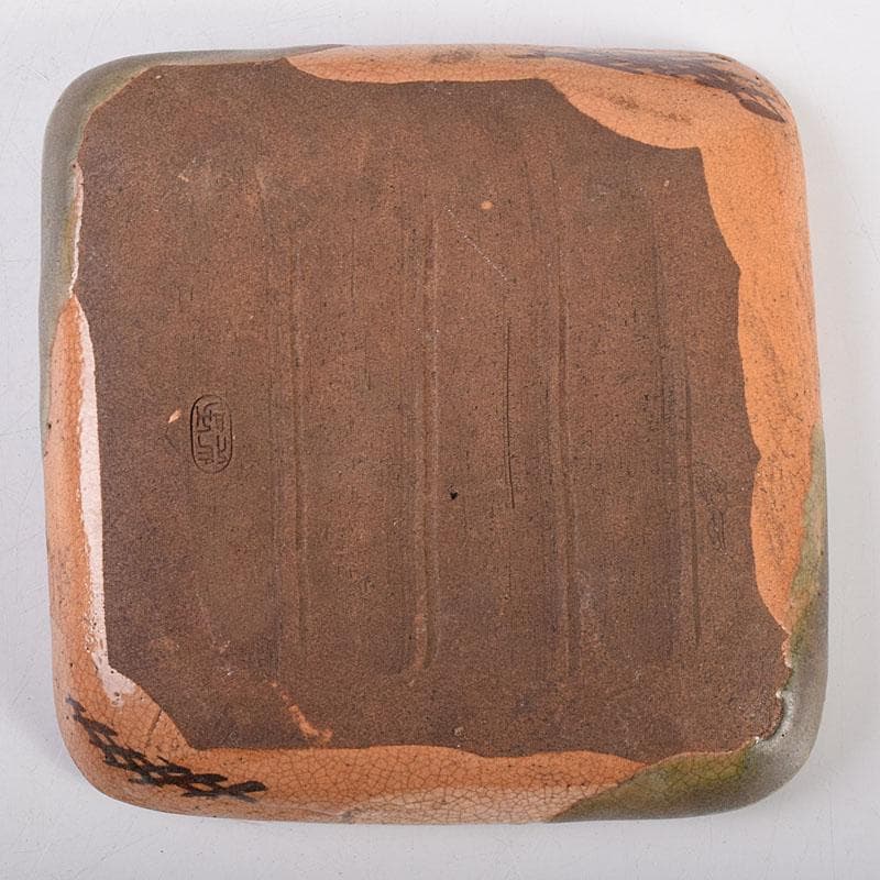 和食器　織部焼　四方　銘々皿　8客　在銘　C　7042