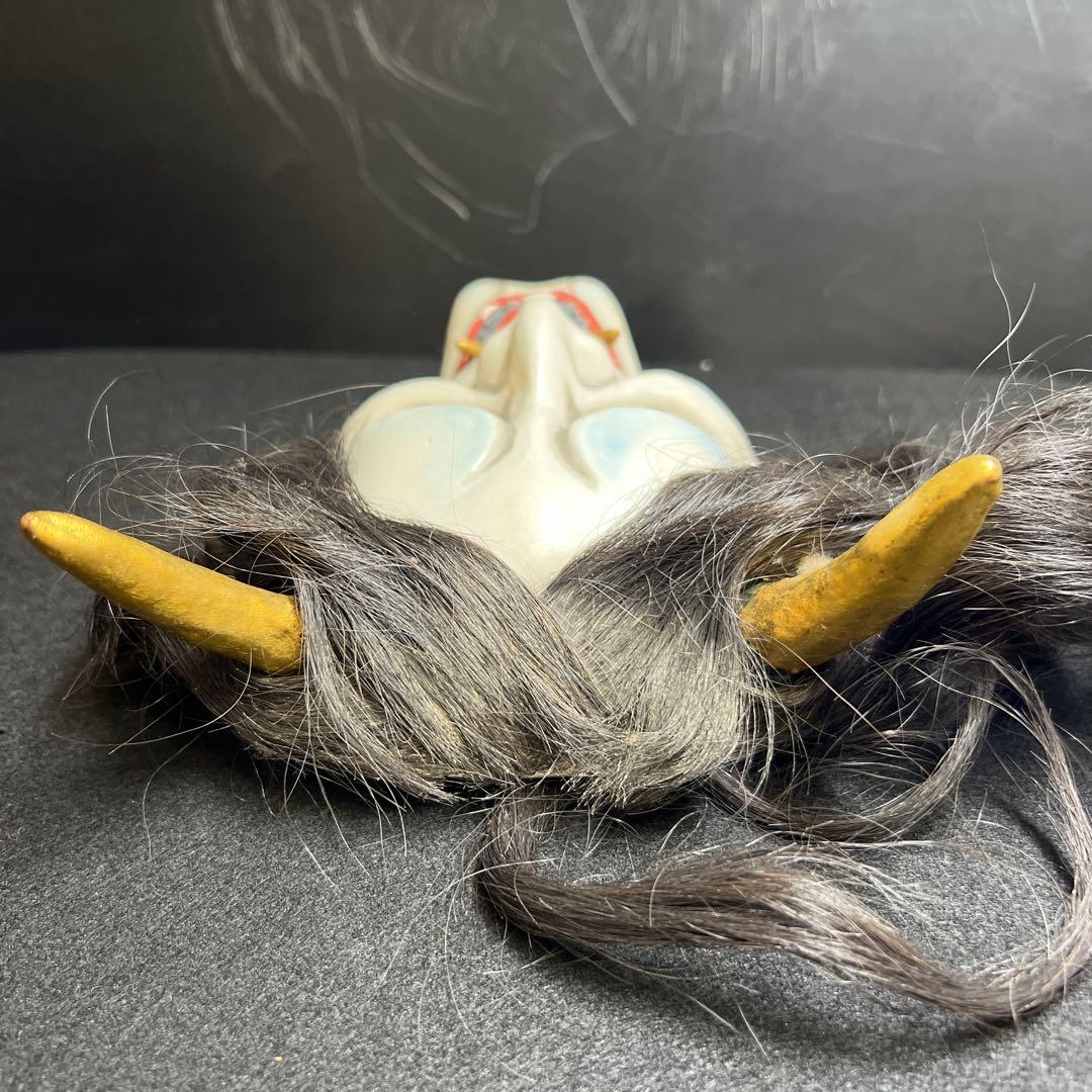 時代乾漆ハンニャ能面　木箱付　顔幅約12.3㎝　東Y8-0116☆2Fタサチ