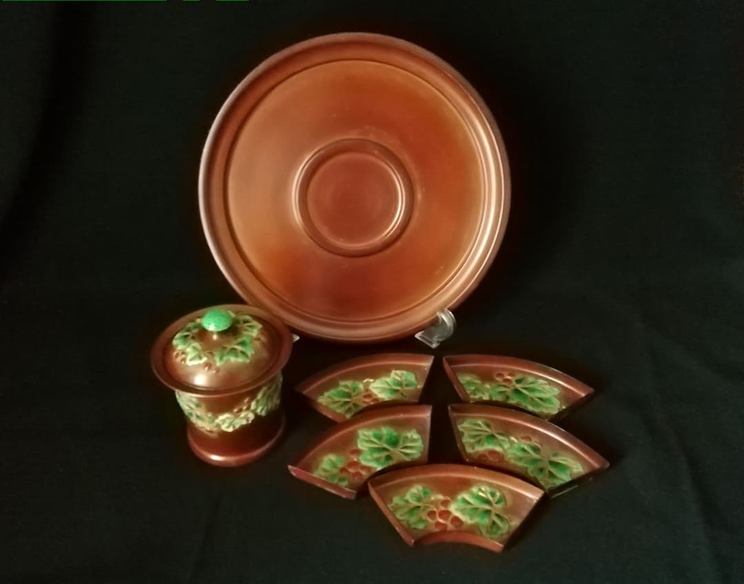 逸品　珍品　安藤七宝B　銅製　槌起七宝　盆　小物入れ　銘々皿　和骨董アンティーク