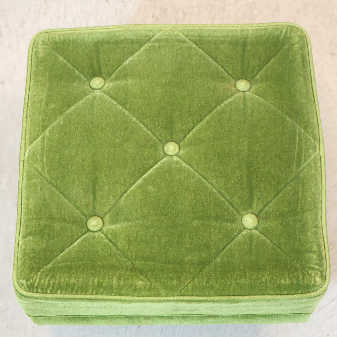 Karimoku60 モケットグリーン オットマン スツール レトロモダン