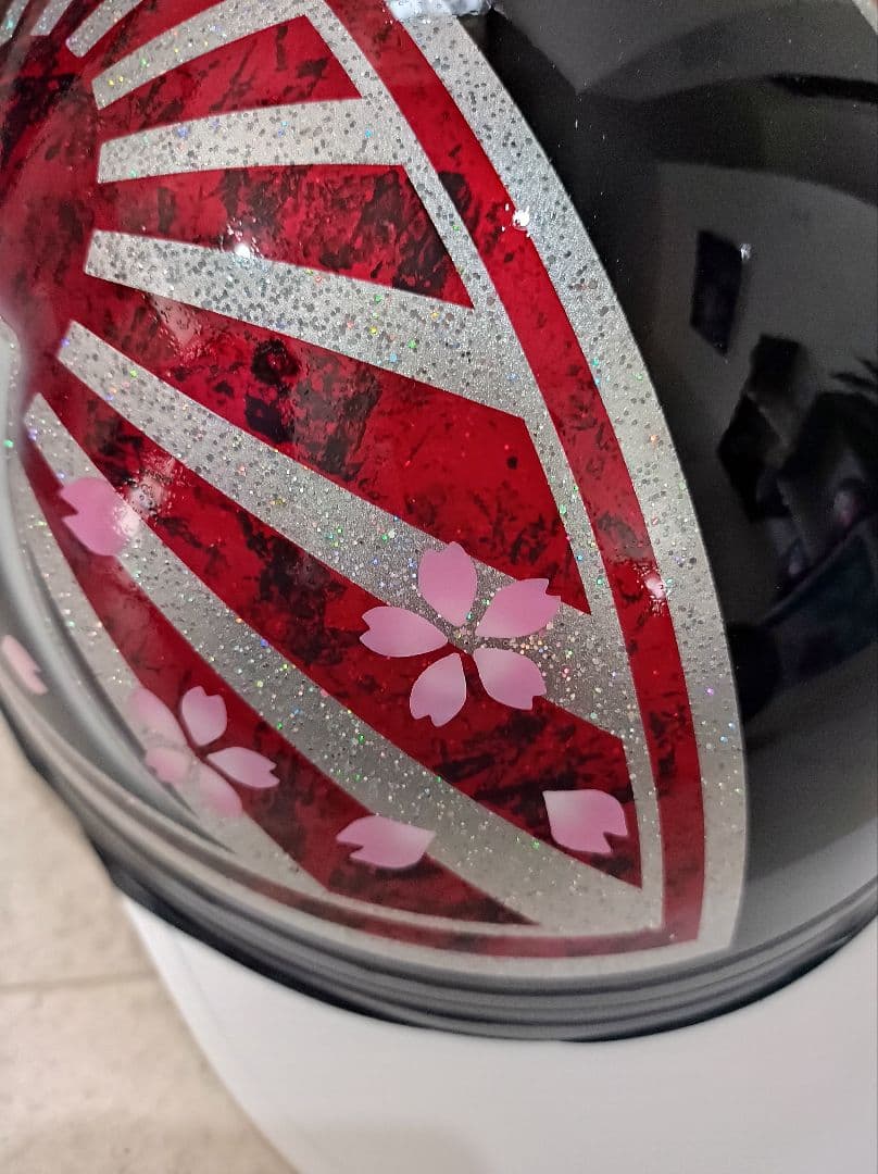 カスタムコルク半　黒✘Candyレッドラップ富士日章　七色ラメ　文字変更無料