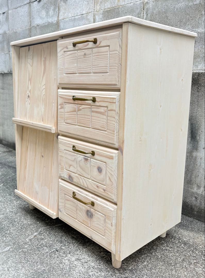 北欧・キャビネット・フラップ 天然木 フレンチ フレンチカントリー 無垢 完成品