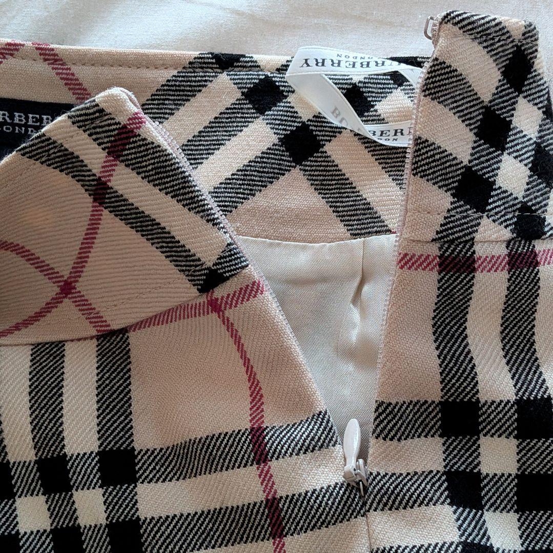 バーバリーロンドン ウール100% ノバチェックプリーツスカート 40 ひざ丈