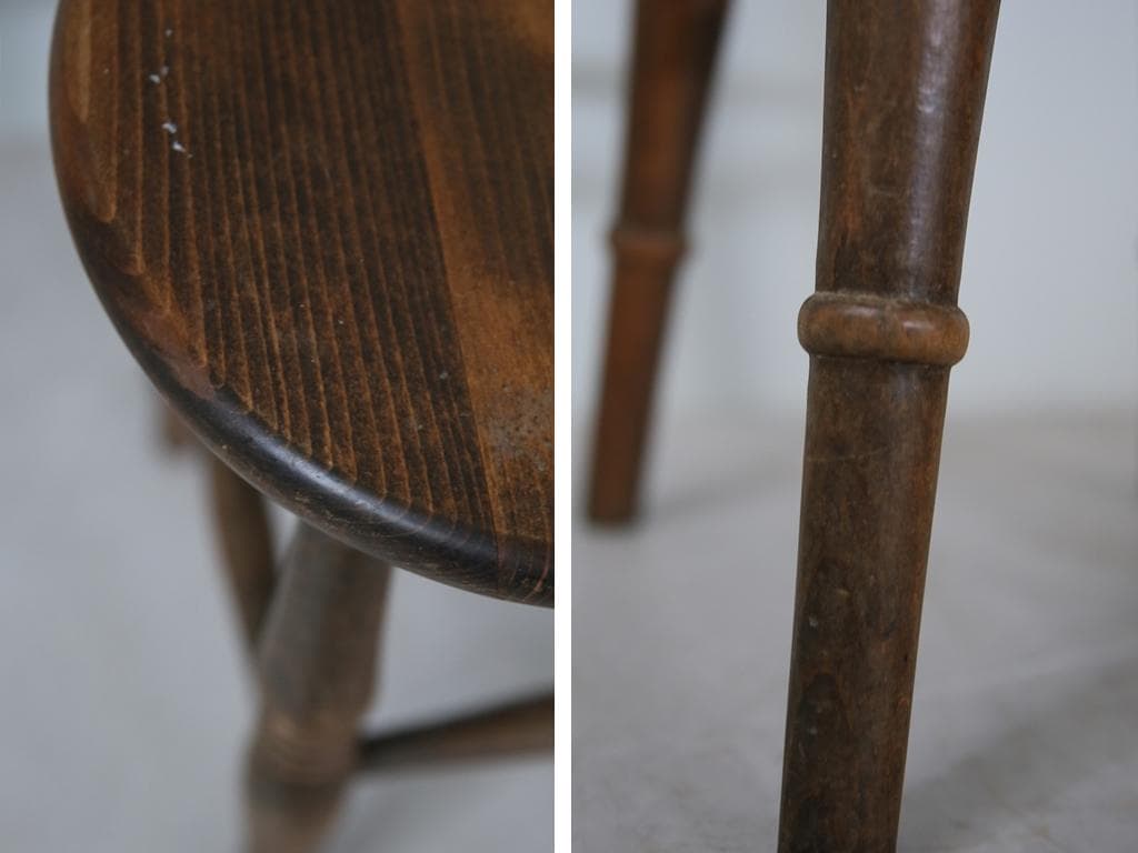 英国アンティーク木製スツール/丸椅子イス/踏み台/腰掛け/飾り棚(91-51)