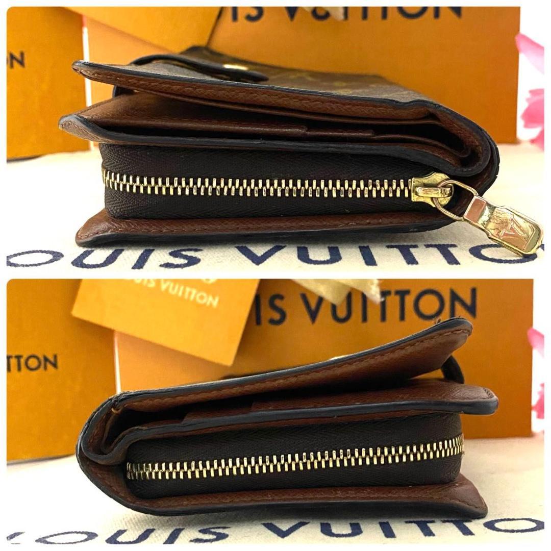 ルイ ヴィトン◎ポルトパピエジップ モノグラム ラウンドファスナー 二つ折り 茶