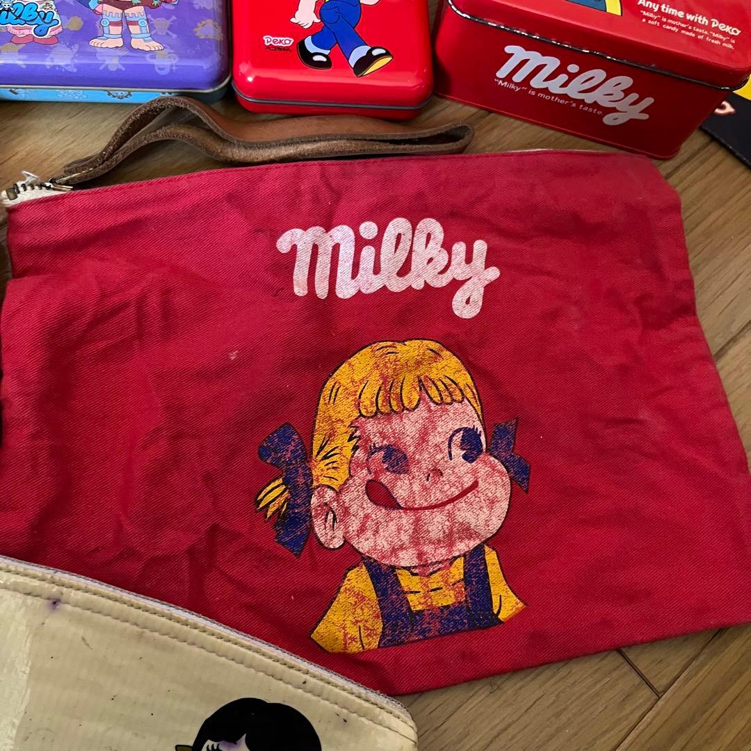 ペコちゃん　レトロ　ブリキ　空缶　紙袋　ポーチ