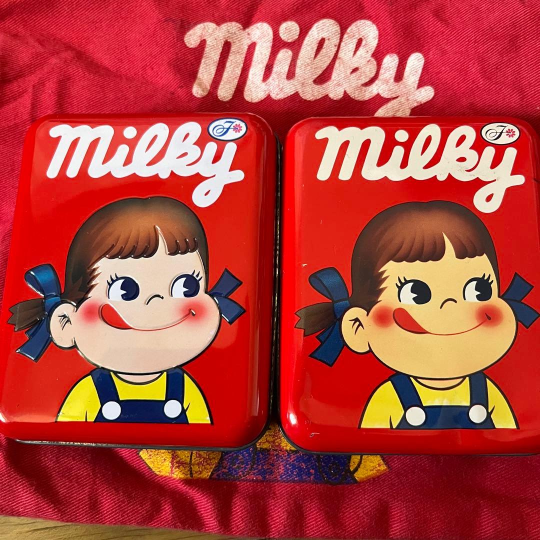 ペコちゃん　レトロ　ブリキ　空缶　紙袋　ポーチ