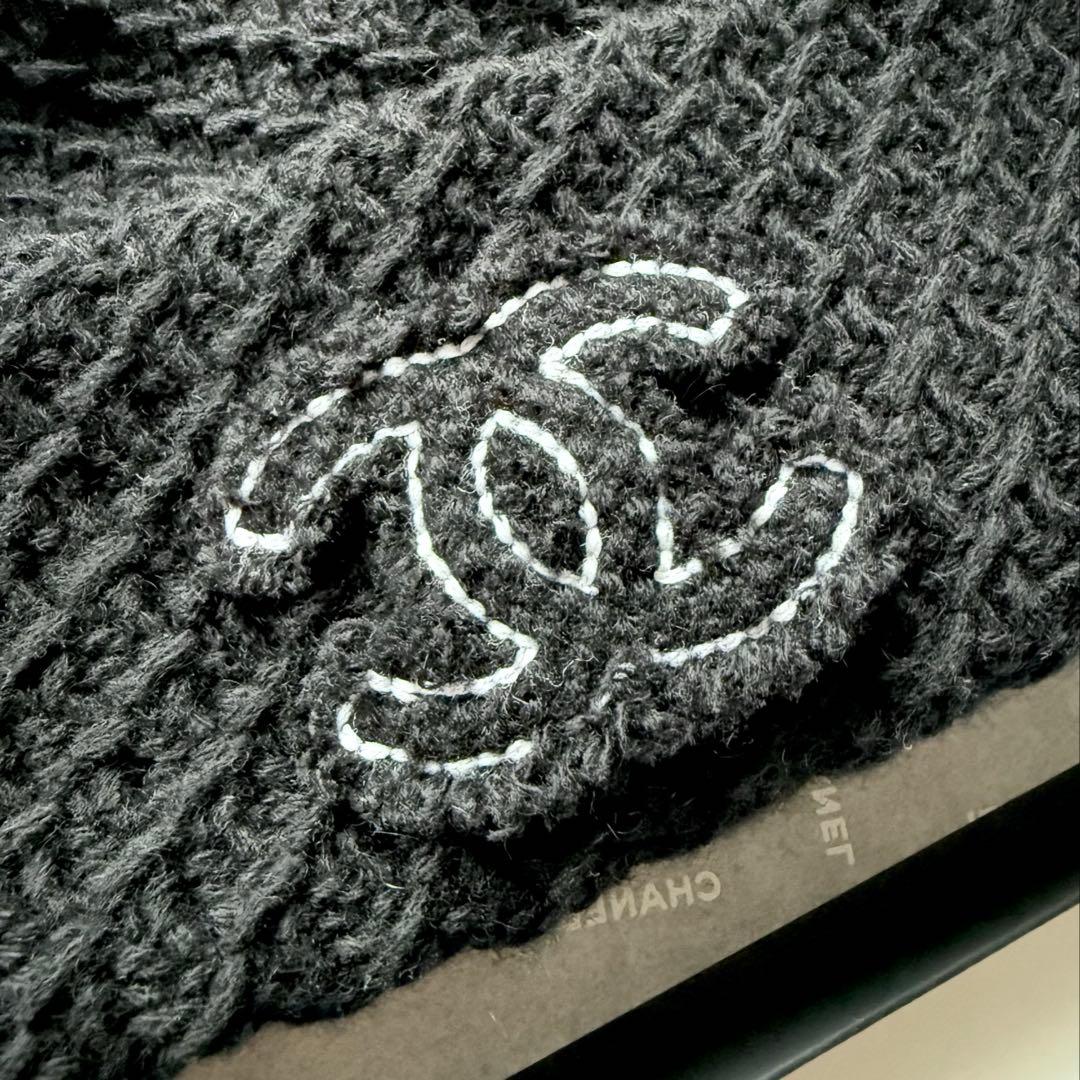 未使用 CHANEL シャネル ニット帽 ビーニー 24A ブラック 黒