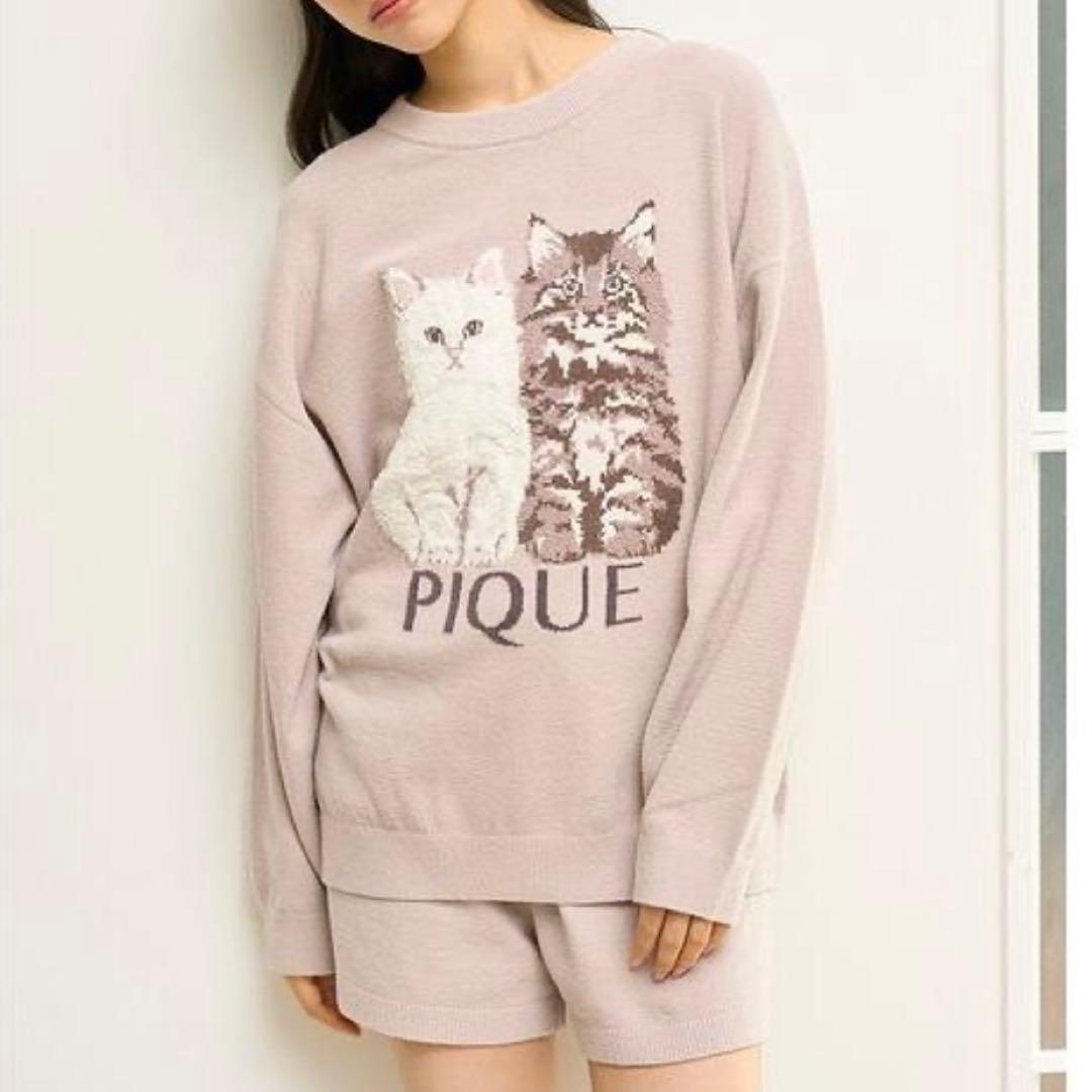 ジェラートピケ ツインキャットジャガードプルオーバー ショートパンツ セット