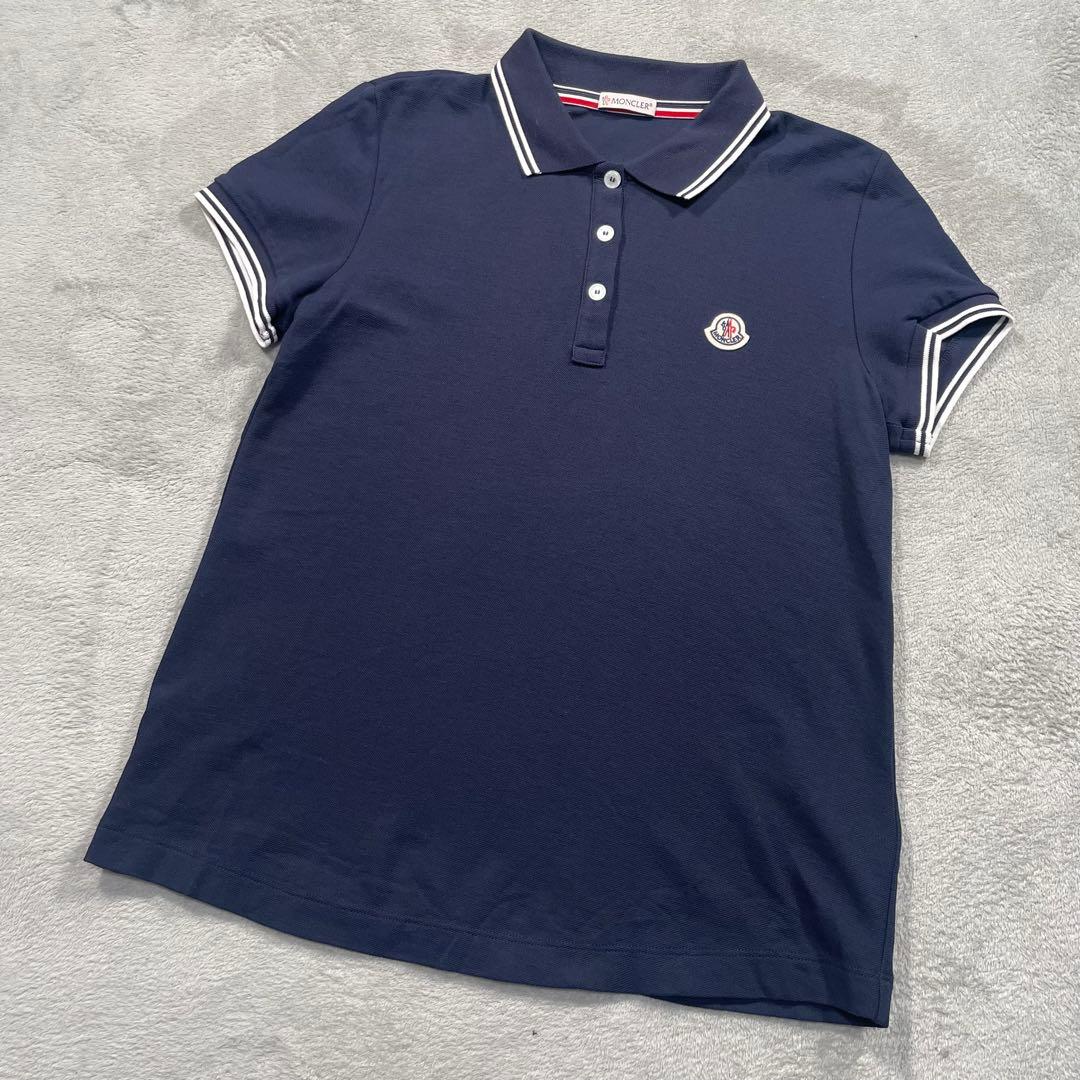 モンクレール　MAGLIA 半袖ポロシャツ ネイビー/ホワイト　S