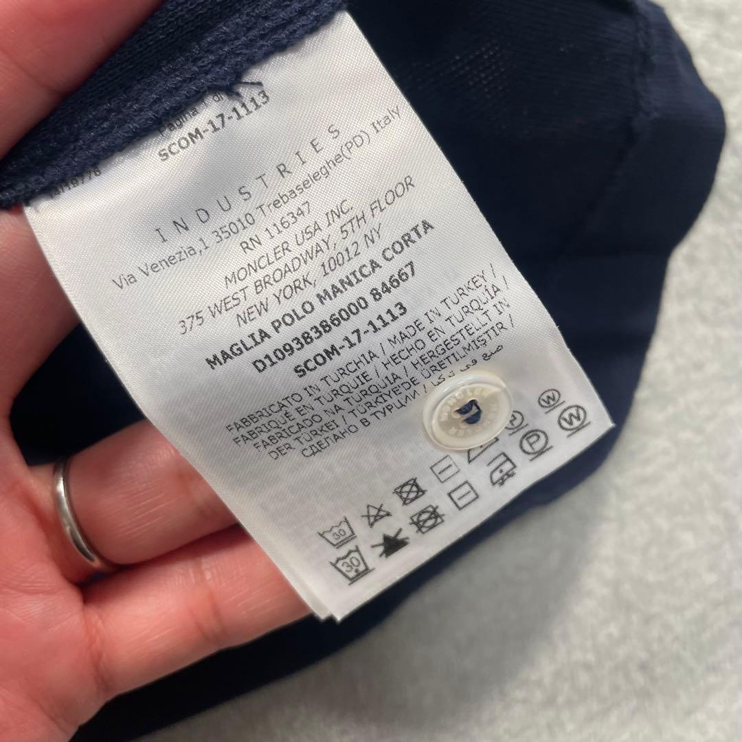 モンクレール　MAGLIA 半袖ポロシャツ ネイビー/ホワイト　S