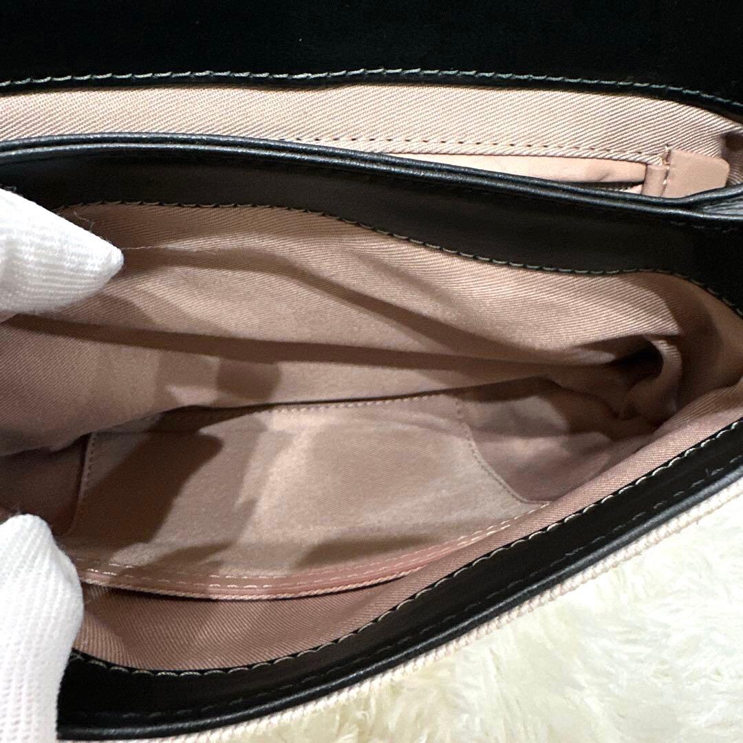 【美品】GIANNI CHIARINI ショルダーバッグ ブラック×ベージュ