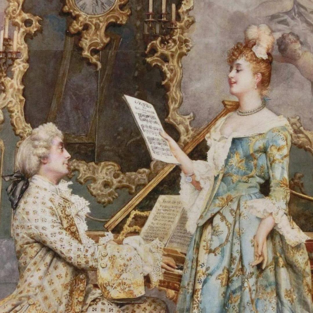 ロココ調　貴族の額絵　レッスン　アンティークゴールド　アクリルセット