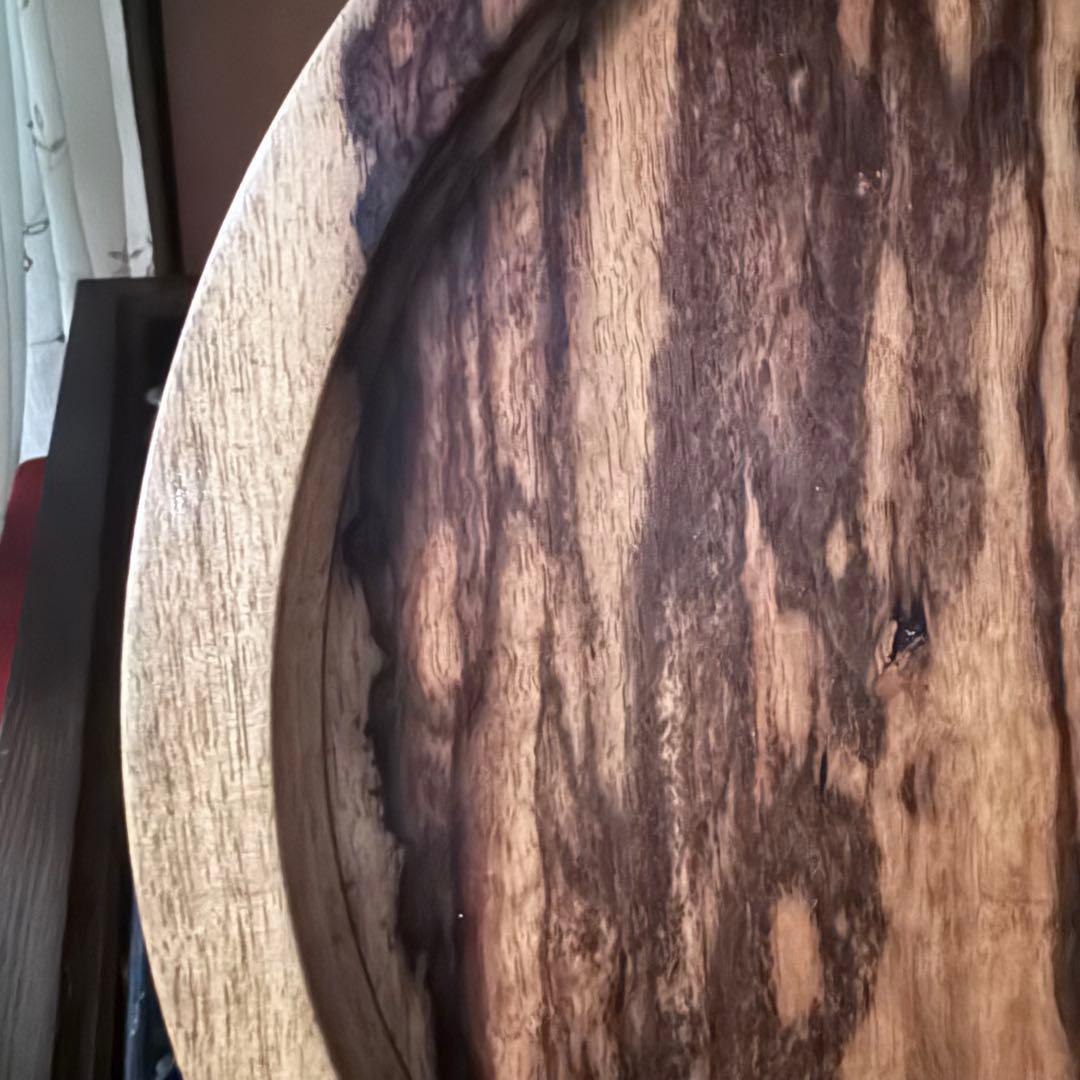 感謝お嫁入り‼️KUROGAKI孔雀杢なめらか白❌黒黒柿孔雀杢大盆