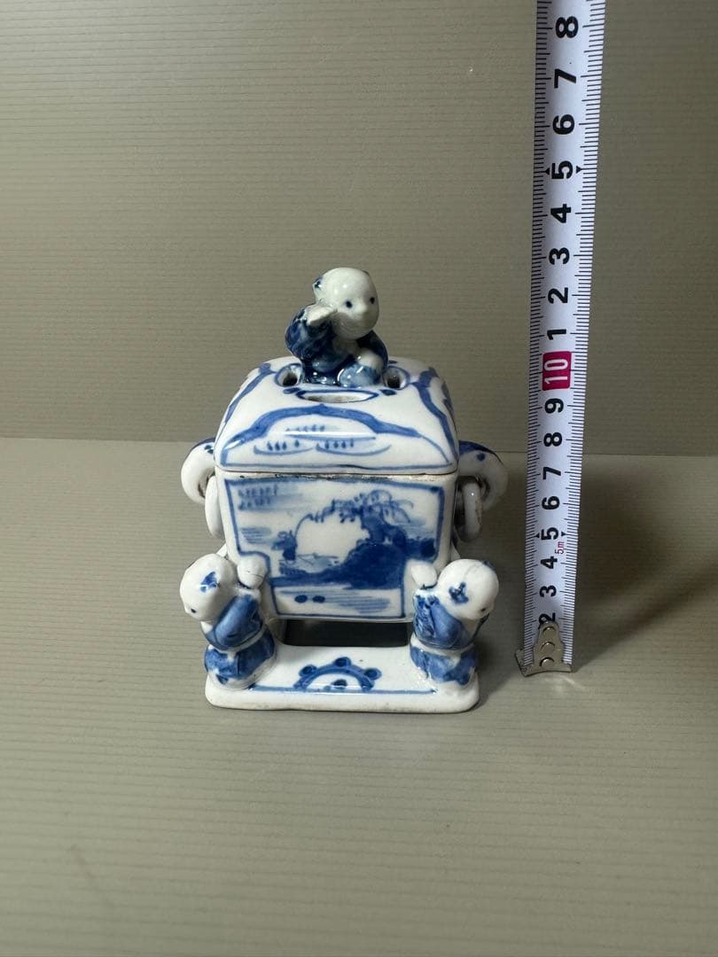 2131  骨董　『大明成化年製』銘　五童戯亀文香炉　時代物