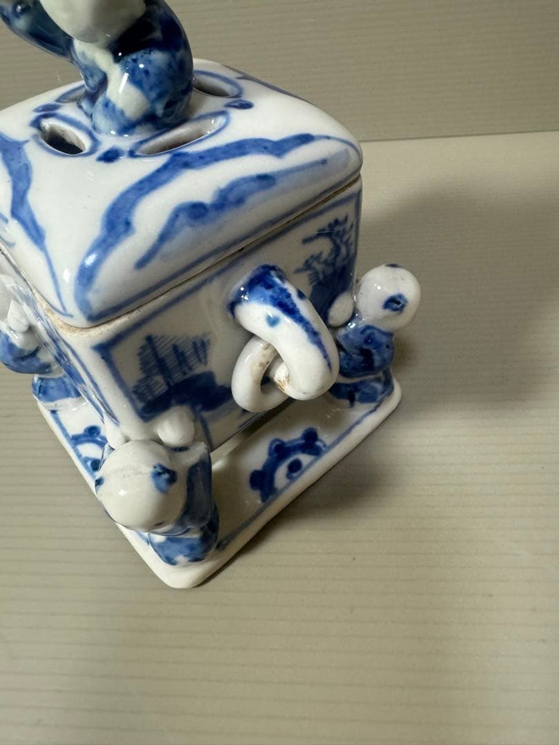 2131  骨董　『大明成化年製』銘　五童戯亀文香炉　時代物