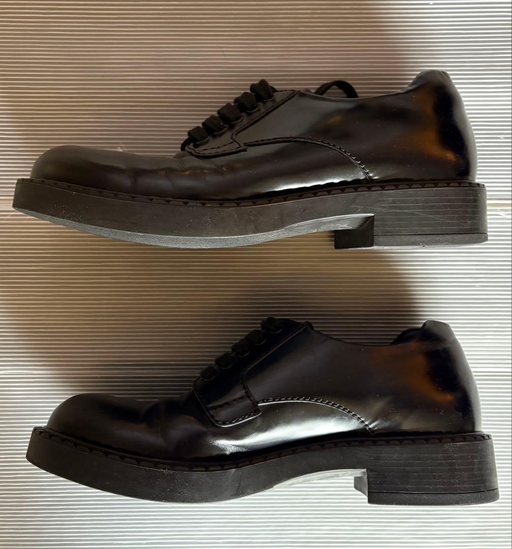 PRADA プラダ ブラッシュドレザー プレーントゥ シューズ 8 1/2