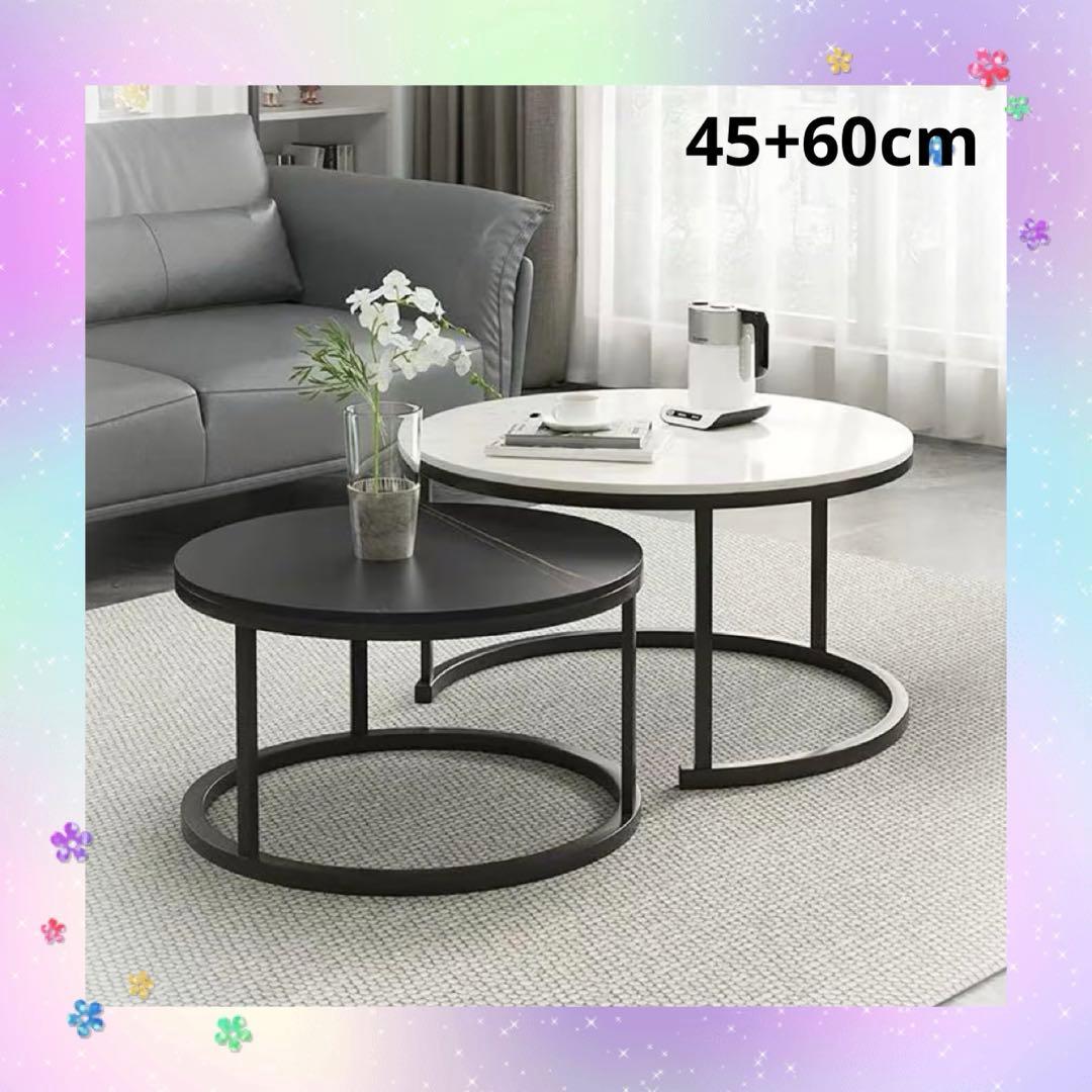 ネストテーブル 大理石柄 幅　センターテーブル セラミック ローテーブル 2個