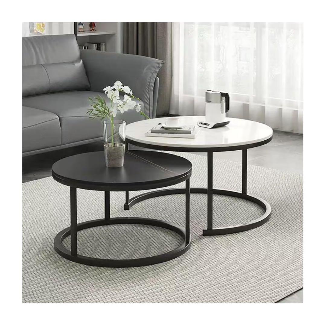 ネストテーブル 大理石柄 幅　センターテーブル セラミック ローテーブル 2個