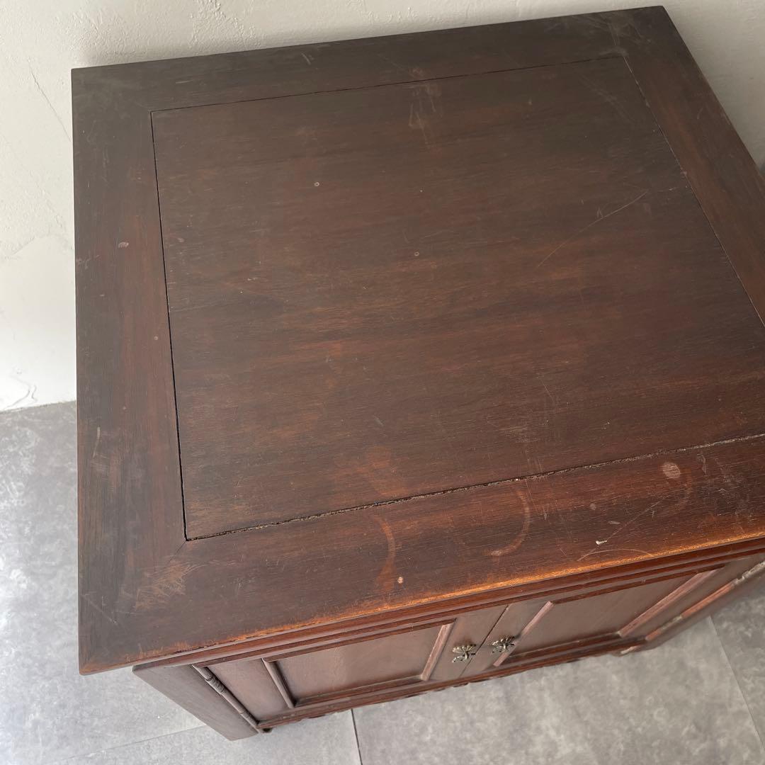 木製　唐木家具　キャビネット　カップボード　ヴィンテージ　李朝　両開き　棚