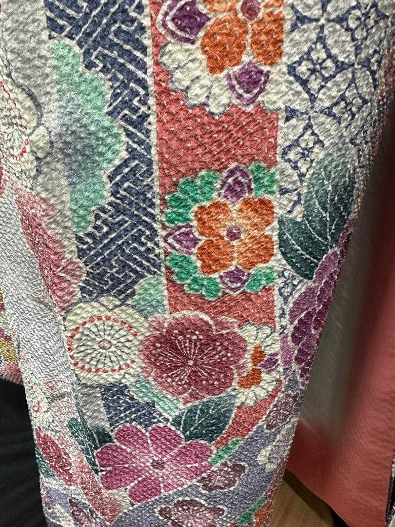 藤娘きぬたや 総絞り 薄紫系 熨斗柄 小紋バック振袖 フルセット 落款あり