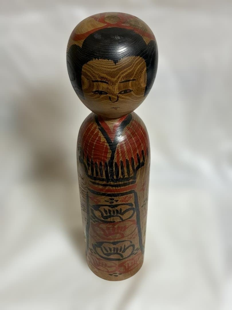 伝統的な木地山系木地山こけし 現代の名工 小椋久太郎作 高さ約38.2cm