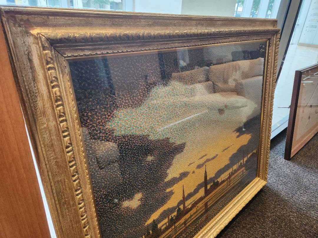 【貴重・大型】点描画 アート作品 額縁付き