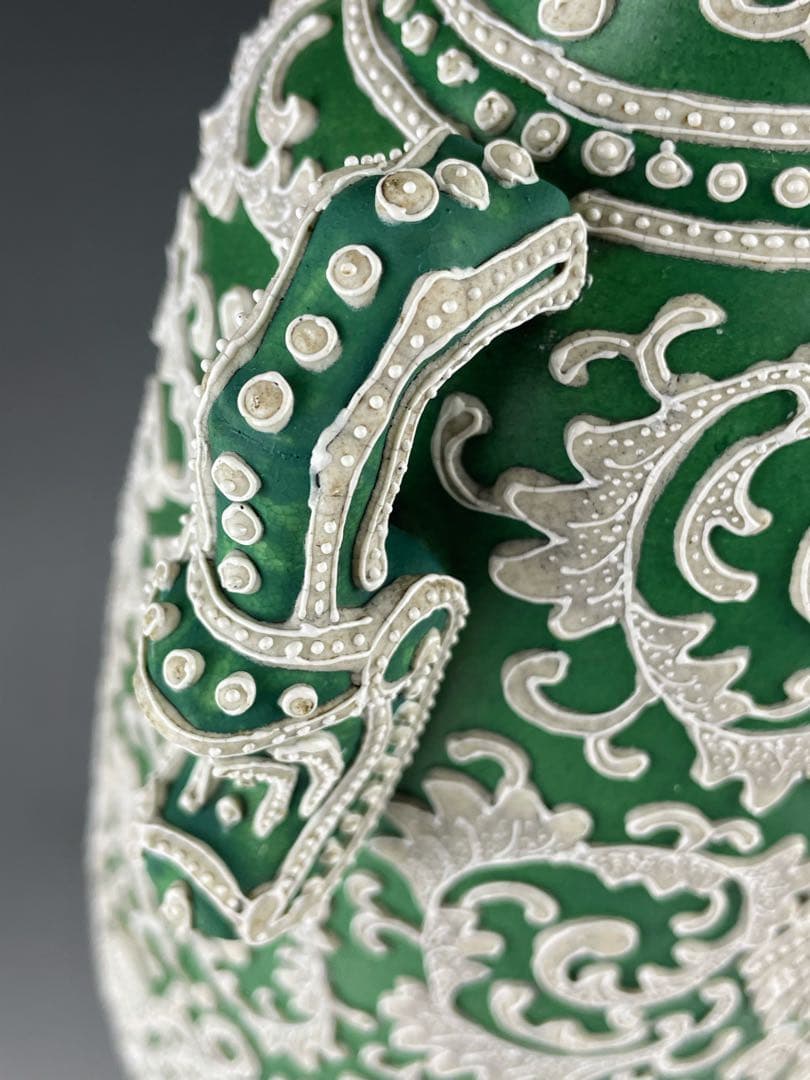 【大型３６．５㎝】オールドニッポン アールヌーボー 一陳盛り 花瓶 真珠盛り