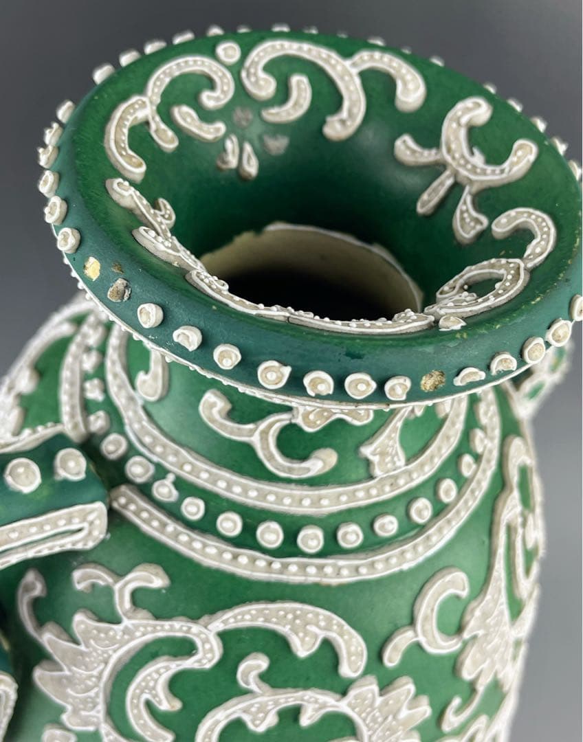 【大型３６．５㎝】オールドニッポン アールヌーボー 一陳盛り 花瓶 真珠盛り