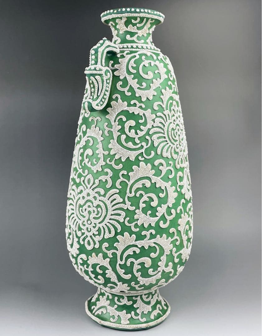 【大型３６．５㎝】オールドニッポン アールヌーボー 一陳盛り 花瓶 真珠盛り