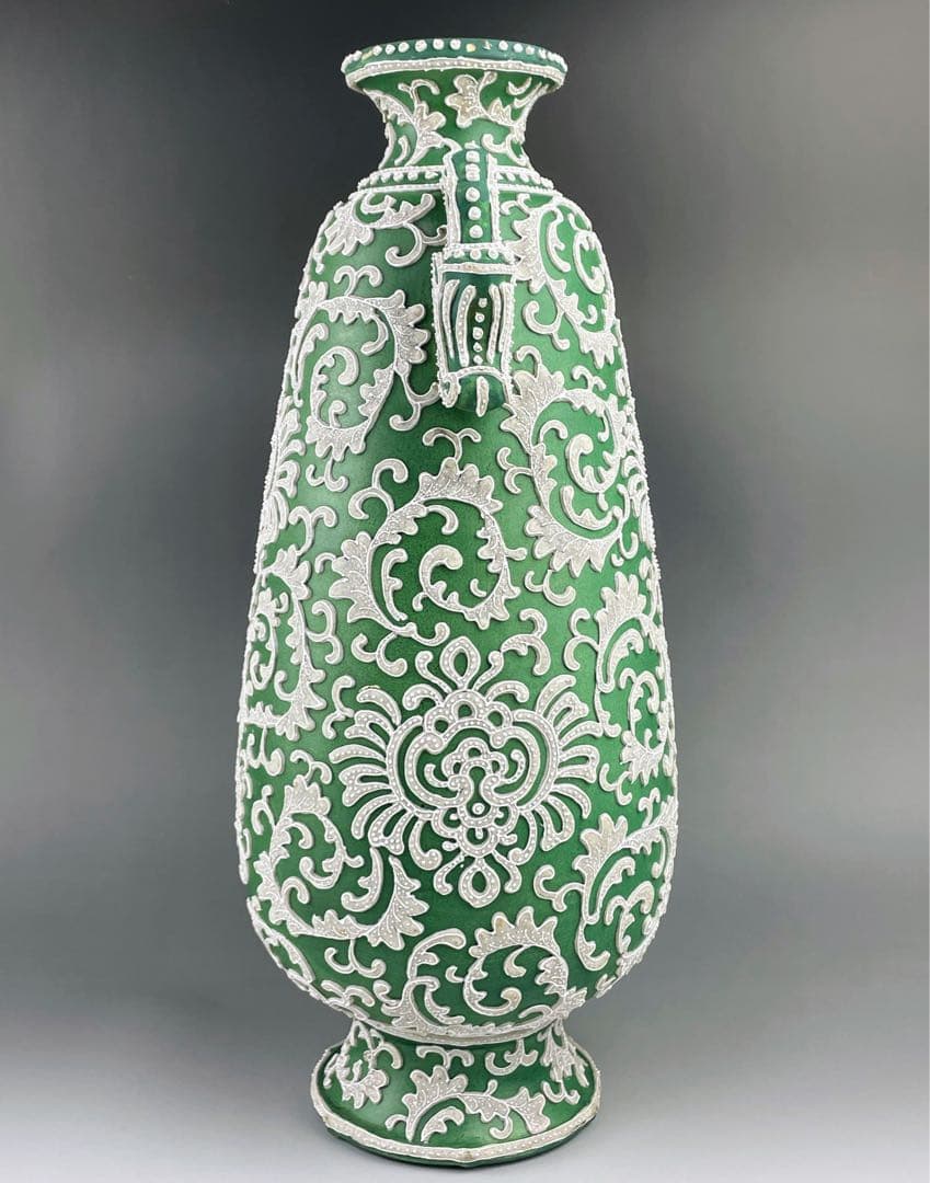 【大型３６．５㎝】オールドニッポン アールヌーボー 一陳盛り 花瓶 真珠盛り